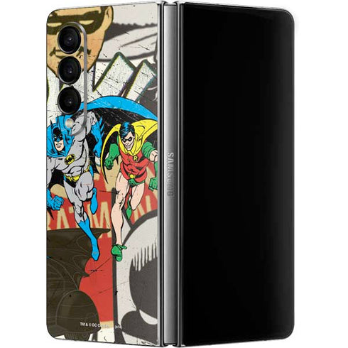 DC Comics Batman and Robin Vintage Action Pose Galaxy Z Fold4 5G Skin